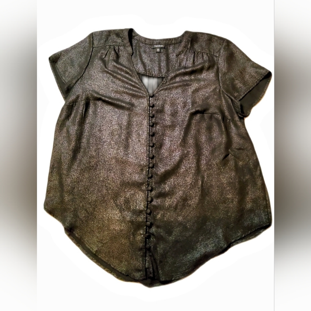 Torrid Shimmering Black Button-Front Blouse Size 00 like New